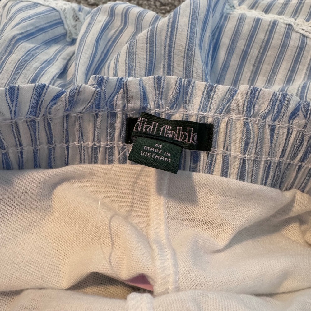 NWT Blue Ruffle Tiered Skort Skirt Striped Floral Lace Trim Sz Medium Wild Fable - Picture 6 of 9